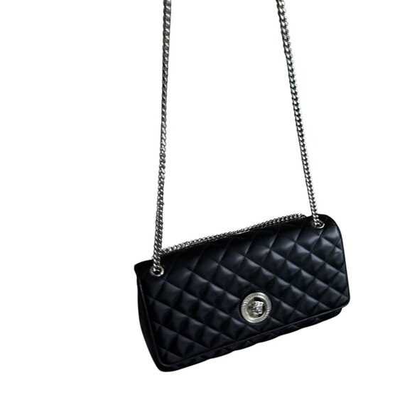 Versace Black Quilted Lambskin Leather Crossbody Shoulder Bag, 1013353, Italy - Picture 12 of 16